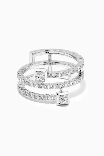 Cleo Lotus Diamond Twist Ring in 18kt White Gold         