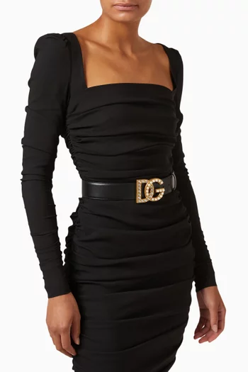 DG Rhinestones & Pearls Belt in Leather, 40mm
