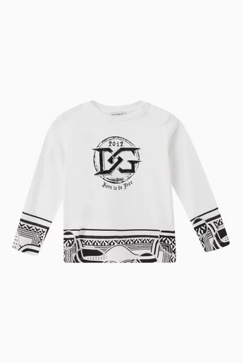 Gothic Logo Long-sleeved T-shirt in Cotton