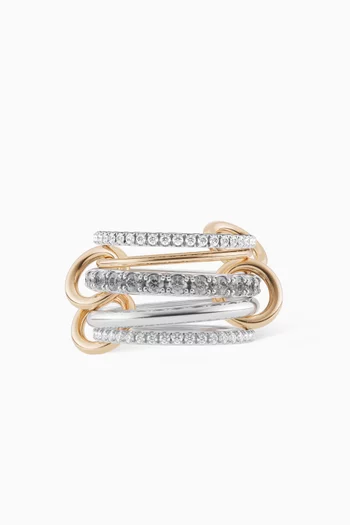 Aquarius Diamond Ring in Sterling Silver & 18kt Yellow Gold