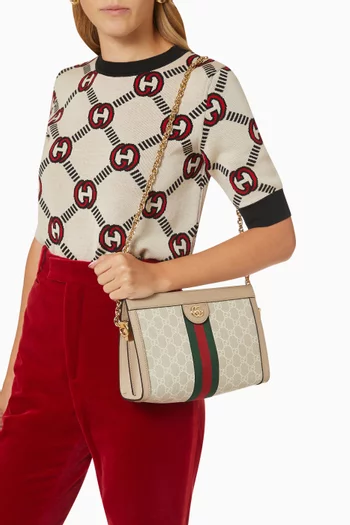 Small Ophidia GG-print Shoulder Bag in Coated-canvas