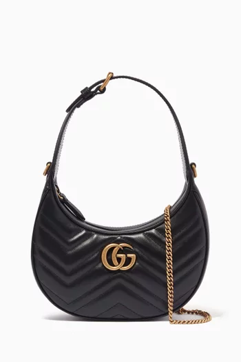 GG Marmont Half-Moon-Shaped Mini Bag in Leather