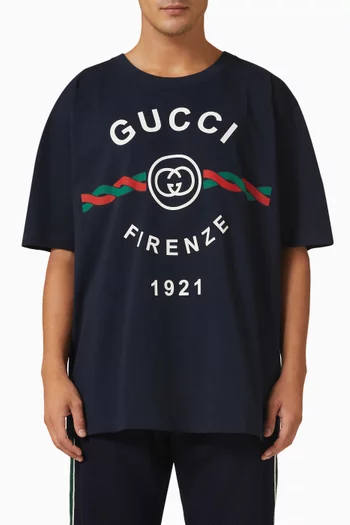 تي شيرت بطبعة Gucci Firenze 1921 قطن جيرسيه