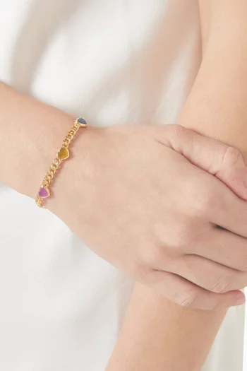 Jelly Heart Charm Bracelet in 18kt Gold-plated Brass