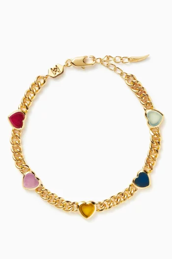 Jelly Heart Charm Bracelet in 18kt Gold-plated Brass