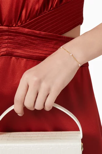 Freshwater Pearl Stationed Bracelet in Gold-plated Brass