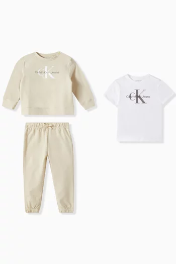 Logo T-shirt & Tracksuit Set in Stretch-cotton