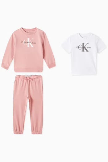 Logo T-shirt & Tracksuit Set in Stretch-cotton