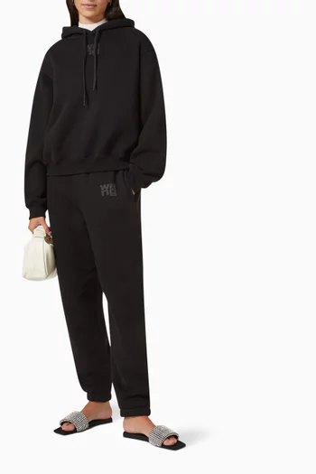 كنزة قطن تيري بغطاء رأس وشعار الماركة منفوخ