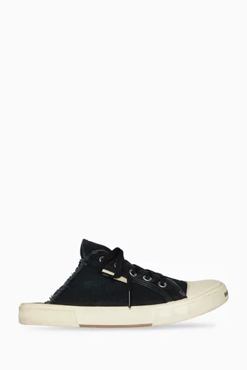 Paris Mule Sneakers in Destroyed Cotton & Rubber