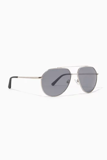Edgar Aviator Polarized Sunglasses in Stainless Steel    
