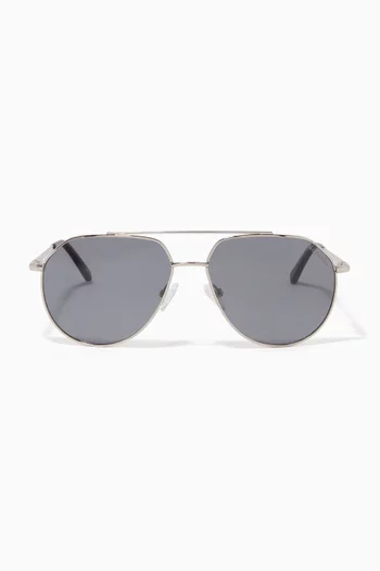 Edgar Aviator Polarized Sunglasses in Stainless Steel    