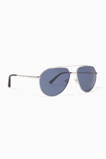 Edgar Aviator Polarized Sunglasses in Stainless Steel   