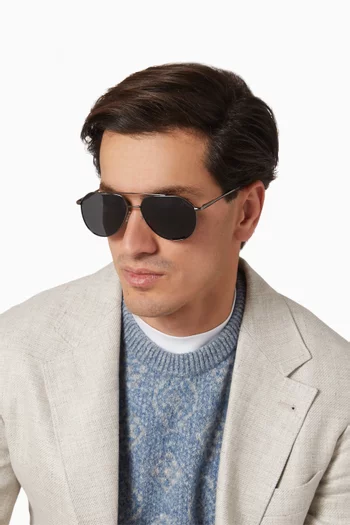 Edgar Aviator Polarized Sunglasses in Stainless Steel   