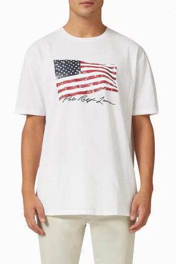 Graphic Flag Print T-shirt in Cotton 
