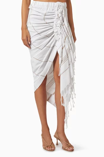Tulum Ruched Midi Skirt in Organic Cotton