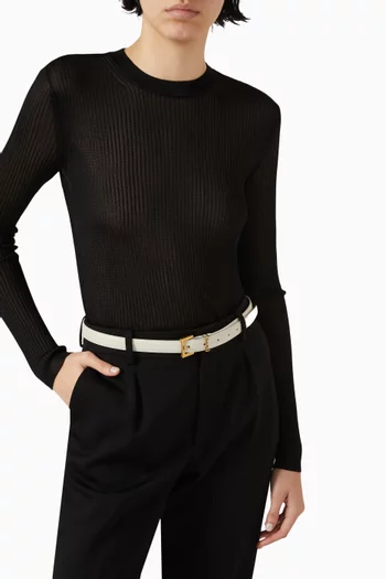 Cassandre Monogram Belt in Lacquered Leather