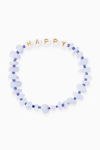 "Happy" Blue Lace Agate Crystal Healing Bracelet 