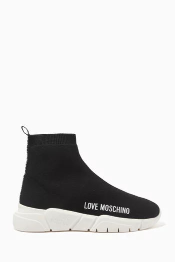 Logo High-top Sock Sneakers in Technical Knit