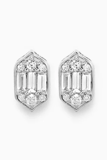 Palace Baguette Diamond Earring in 18kt White Gold