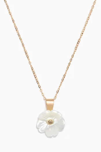 Mother of Pearl Flower Diamond Pendant in 18kt Yellow Gold           