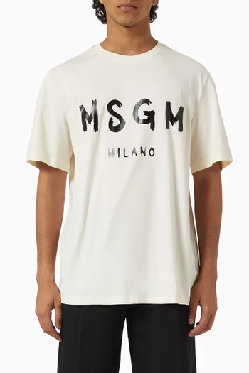 Brushed Logo T-shirt in Cotton Jersey
