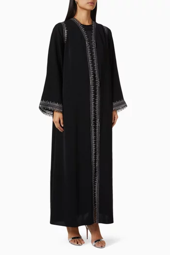 Signature Moroccan Embroidered Abaya in Crepe   