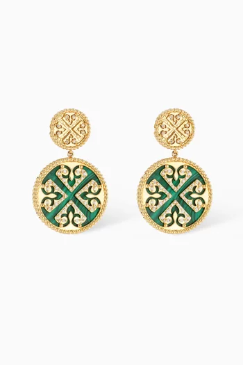 Lace Diamond & Malachite Earrings in 18kt Gold