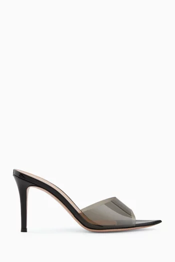 Elle 85 Mule Sandals in Patent Leather & Plexi