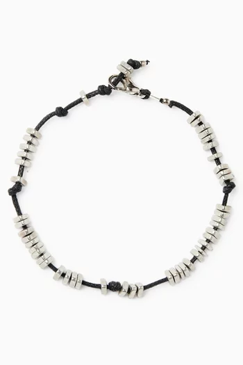 The Miles Beaded Bracelet in Cord & Silver Plating