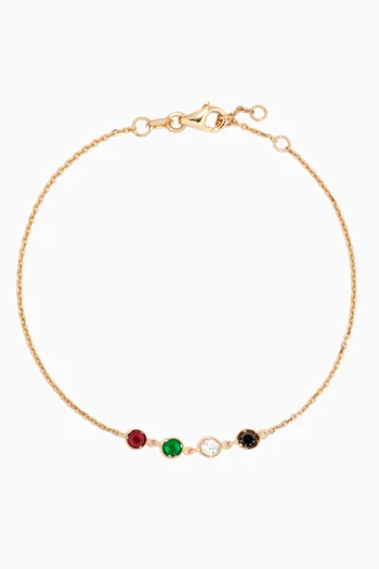 UAE Ruby Tsavorite Diamond Bracelet in 18kt Yellow Gold
