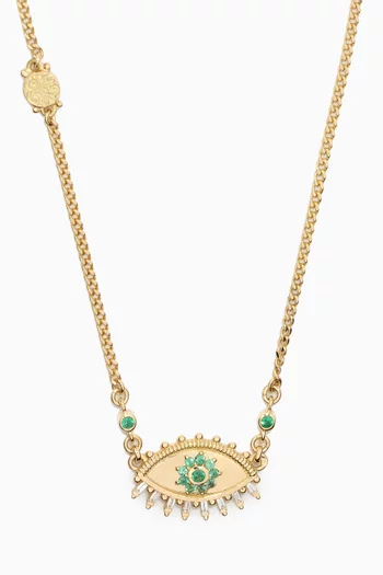 The Eye Emerald Diamond Chain Necklace in 18kt Yellow Gold