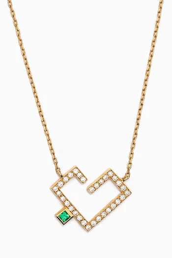 Small Hubb Diamond & Emerald Necklace in 18kt Gold
