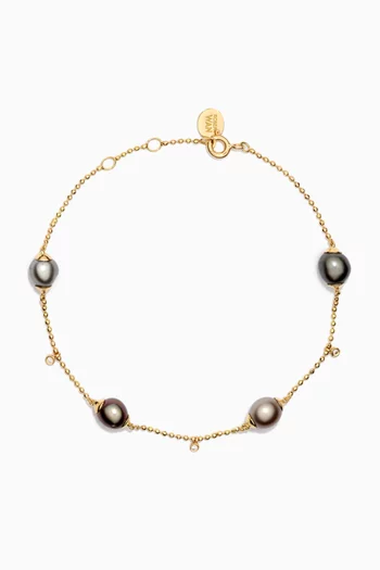 Links of Love Pearl Diamond Bracelet in 18kt Yellow Gold