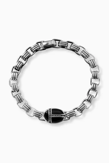 Cairo Pavé Black Diamonds & Black Onyx Chain Link Bracelet in Sterling Silver