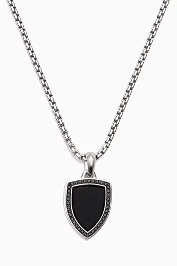 Pavé Black Diamonds & Black Onyx Shield Amulet in Sterling Silver