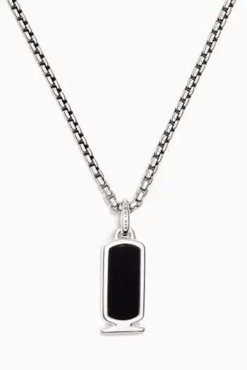 Black Onyx Shield Amulet in Sterling Silver