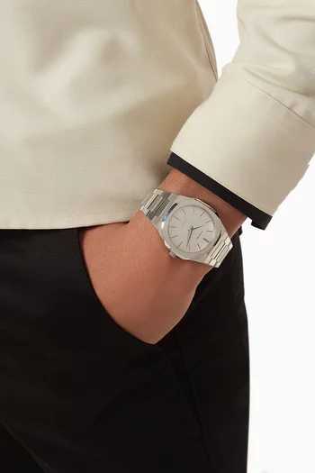Linen Ultra Thin Quartz Stainless Steel Watch, 40mm