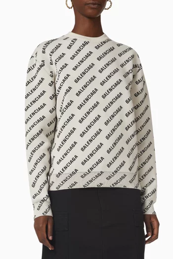 Allover Logo Sweatshirt in Cotton Blend
