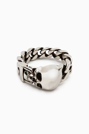 Buy Alexander McQueen Silver Skull Chain Ring in Metal For Men Online Ounass Bahrain