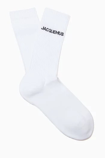 جوارب متوسطة الطول بشعار الماركة مزيج قطن عضوي