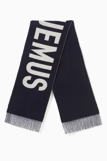 Logo Fringed Scarf in Wool