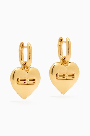 BB Icon Heart Earrings in Gold-toned Brass