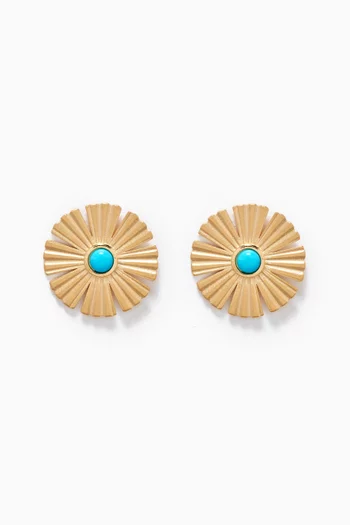Farfasha Sunkiss Turquoise Stud Earrings in 18kt Gold
