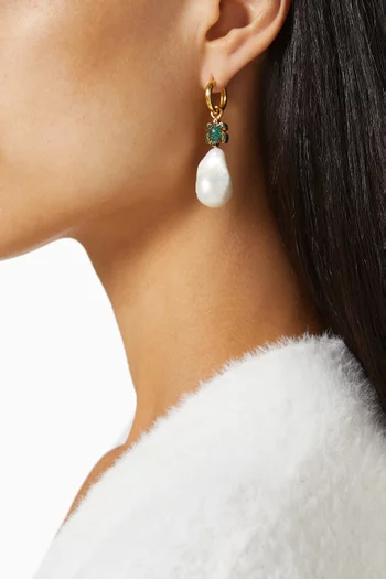 Mini Turtle Baroque Earrings in 24kt Gold-plated Bronze