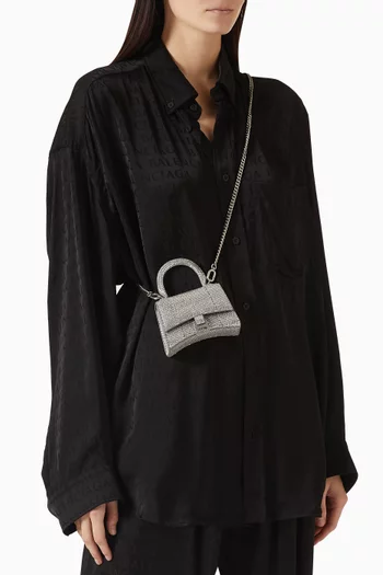 حقيبة اورجلاس مقاس XS بيد علوية وتصميم مرصع بالكريستال شمواه