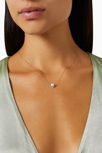 قلادة رايت انجل مرصعة بماس ولؤلؤ ذهب أصفر عيار 14