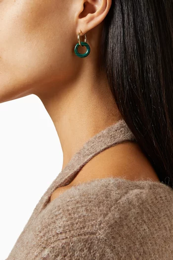 Malachite Donut Hoop Earrings in 14kt Yellow Gold