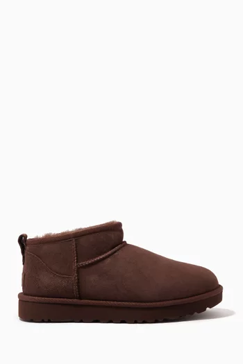 Classic Ultra Mini Boot in Leather & Fur