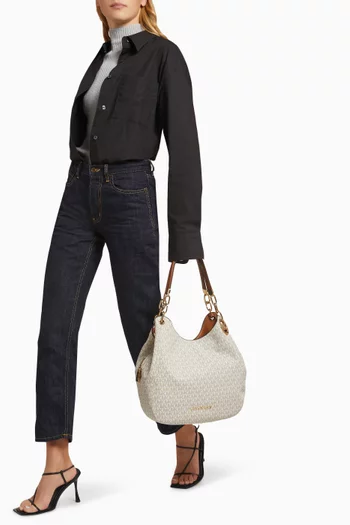 Large Mina Logo Shoulder Bag in Coated-canvas